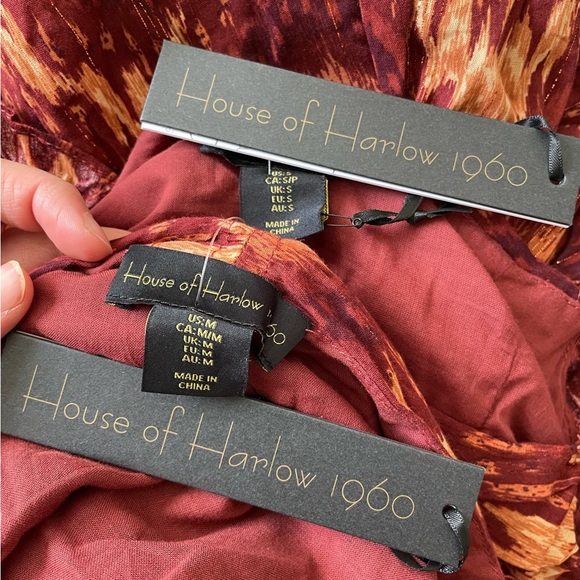 NWT House Of Harlow 1960 X Revolve Tiered Long Sleeve Metallic Mini Dress S, M - Picture 8 of 8